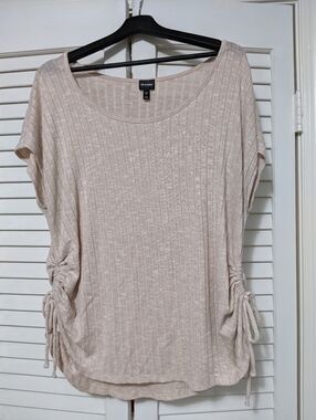 DbSunday Dusty Blush Ribbed Short-Sleeve Tunic with Side Ties/Size 1X
